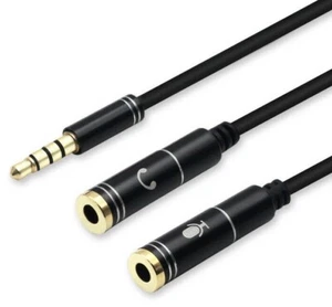 Audio Splitter Kabel Y Adapter Micro Headset 3.5mm Male zu 2 Female Schwarz NEU - Bild 1 von 4
