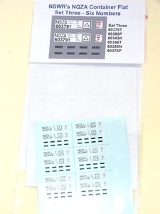 HO Scale NSWR NQZA-3 container flat thin film decals. ALPS printed in Australia - Picture 1 of 3