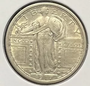 1917 T1 STANDING LIBERTY SILVER QUARTER ALMOST UNCIRCULATED...ACTUAL COIN SM4993 - Picture 1 of 2