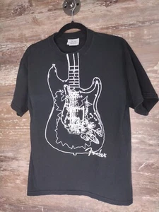 Vintage Fender Brand Fender T-Shirt Retro Short Sleeve Size M Black Rock & Roll - Picture 1 of 6