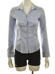 Top de mujer H&M Modern Classic talla 2 azul a rayas con botones manga larga - Imagen 1 de 5