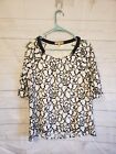 Gibson Latimer Floral Blouse Ladies Size Small Short Bell Sleeves Floral Lace 