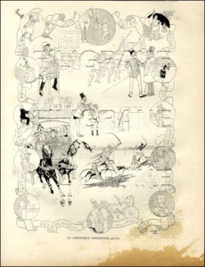 1 Seite / Radierung von 1887: Die Pariser Chronik von JOB - Bild 1 von 1