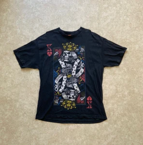 VINTAGE 90s OG Abel Men T-Shirt XL Black Ace Skull King Queen Graphic Poker Card - Picture 1 of 7