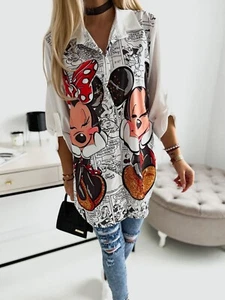 DISNEY WOMENS BLOUSE CASUAL LONG SLEEVE v NECK SHIRTS - Picture 1 of 5