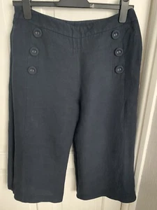 REDUZIERT!! Wallis 3/4 marineblaue Leinenmischung Hose Größe 12 - Bild 1 von 6
