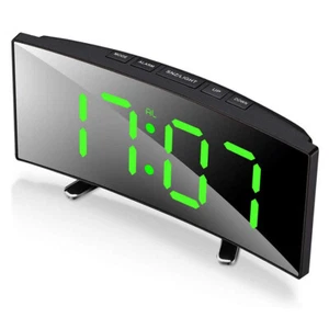 Home LED Temperature Digital Dimmable Lightweight Curved Green Large Alarm Clock - Picture 1 of 10
