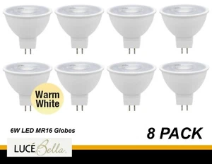 8 x 6W 12V MR16 LED Downlight Globes Light Bulbs 3000K Warm White 550Lm - 36D - Picture 1 of 2