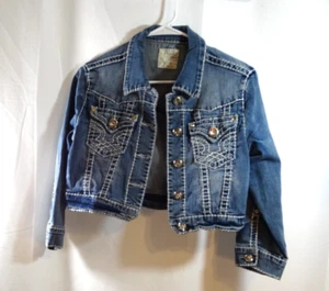 L.A. IDOL GIACCA DENIM CROPPED TAGLIA GRANDE GIOIELLO - Foto 1 di 4