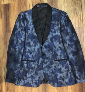 Moss London CESSILSTRONA Italian Silver/Black/Blue Jacket Skinny Fit, 40R - Picture 1 of 4