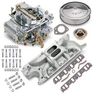 HOLLEY STREET WARRIOR CARB & MANIFOLD,600 CFM,SQUARE FLANGE,SHINY,SBF 289-302 V8 - Picture 1 of 1