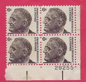 US STAMPS SCOTT # 1284 F D ROOSEVELT 6¢ PLATE BLOCK OF FOUR MINT NH OG 1966 - Picture 1 of 2