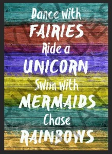 Dance with fairies unicorns mermaids rainbow metal sign wall plaque bedroom door - Picture 1 of 1