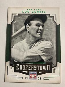 LOU GEHRIG COOPERSTOWN - GREEN CARD NUMBERED 08/10, 2015 PANINI COOPERSTOWN