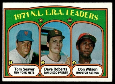 1972 Topps Card Baseball Seaver/Roberts/Wilson NL ERA Leaders #91 EX-MT - Imagem 1 de 2