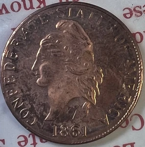 Historische 1861 Bürgerkrieg Münze Konföderierte Staaten von Amerika Penny Restrike - Bild 1 von 3