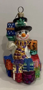 Christopher Radko 2001 Vintage Great Gifts Galore Snowman Ornament - Picture 1 of 4