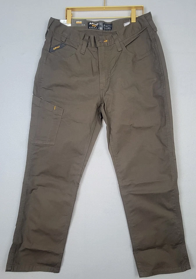 Ariat Mens 32x30 Rebar M4 Relaxed Straight Leg Work Pants Brown 10034622