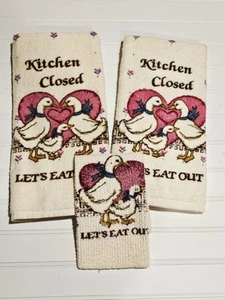 80er Jahre Country Goose Küche geschlossen 3tlg Geschirrtuch Set Kanone - Bild 1 von 6