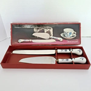 Vintage Lipper International Blue Danube Gebäckheber Porzellangriffe Kuchenmesser - Bild 1 von 17