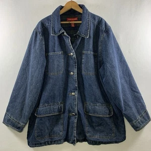 Chaqueta de mezclilla forrada de franela de colección años 90 para mujer 1X Country Cottage Jean - Imagen 1 de 13