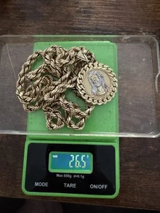Combo colgante de cadena de cuerda de oro de 10k pieza de Jesús 31 pulgadas 6 mm de grosor 26,5 gramos - Imagen 1 de 11