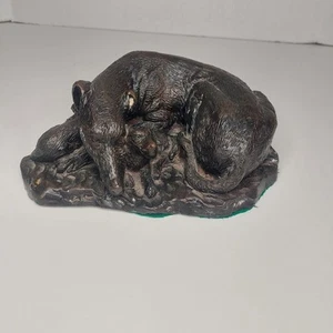 Baker Knapp & Tubbs Bronze Hund Skulptur Figur - Schlafende Mutter & Welpen - Bild 1 von 10