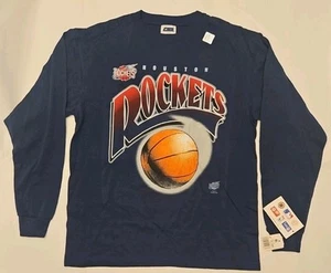 NWT 1996 Vintage NBA Houston Rockets Longsleeve CSA Size XL Blue Logo - Picture 1 of 5