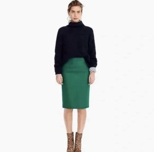 NUEVO CON ETIQUETAS J. Falda lápiz Crew Kelly verde lana talla 12 - Imagen 1 de 7