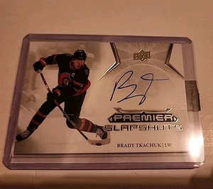 Brady Tkachuk 2022-23 Upper Deck Premier Hockey SLAPSHOTS AUTO - Picture 1 of 2