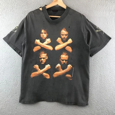 Vintage 1992 Metallica Birth School Death T Shirt Band Tee USA Made L Distressed - Image 1 of 4
