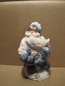 Schneemann 11 cm weiß/Blau aus Kunstharz mit leichten Glitzer, Deko Winter - Bild 1 von 6