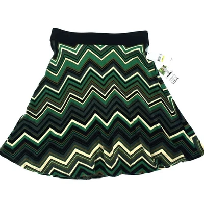 Saia Karen Kane Sequoia Linha A Tamanho M Suéter Malha Verde Listra Chevron   - Imagem 1 de 4