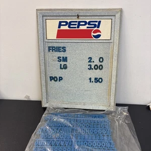 1980s Retro Pepsi 19”x15” Plastic Menu Display W/ Letters Numbers #305 - Picture 1 of 21