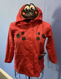 Western Chief Ladybug Raincoat Bright Red with Hood Slick Shiny Girls Size 5 - Picture 1 of 14