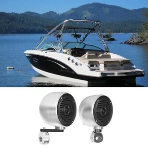 (2) Rockville MS40B Chrome 4" 200 Watt Marine Wakeboard Tower Boat Speakers - Picture 1 of 10