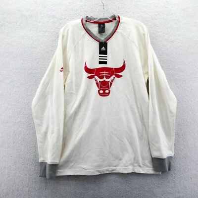 Chicago Bulls Sudadera Grande Para Hombre Adidas Blanco Cuello VNóver Baloncesto Nueva Foto 1 de 4