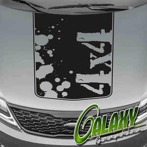 4x4 Blackout Truck Hood Decal Matte Black - Fits Ram F150 Silverado Tundra - Picture 1 of 6