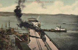 IIwaco R. R. Wharf gegenüber - Astoria, Washington - unbespielte Litho - Bild 1 von 3