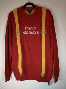 Volcom Drip Red Suspenders Light Up Ugly Christmas Sweater Mens's Size Large - Picture 1 of 6