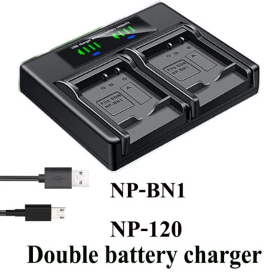 Dual Battery Charger For SONY NP-BN1 Cybershot DSC-W330 W350 W360 W380 W390 W510 - Image 1 of 4