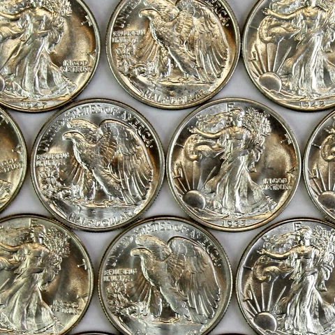 Uncirculated Walking Liberty Half Dollar UNC BU 50c 90% Silver Coin Estate Lot Cover