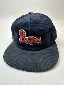 Chicago Bears Vintage Corduroy Hat AJD Blue Orange Block Script Snapback Cap - Picture 1 of 11
