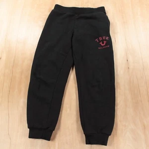TRUE RELIGION kids black tapered jogger sweatpants sz 6 horseshoe logo - Picture 1 of 4