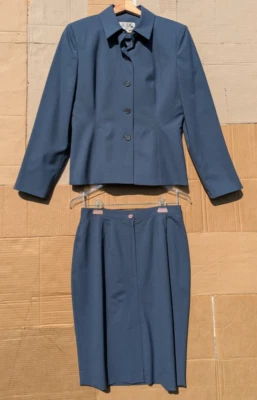 Conjunto de chaqueta falda mezcla lana azul talla 10 Bill Blass Trajes para mujer Corea de colección Foto 1 de 4