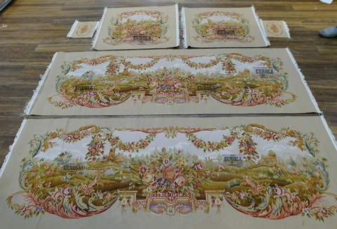 Vintage Luxury French Hand Woven AUBUSSON Floral Sofa Chair Cover Swirls Louis Cover