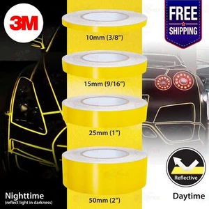 3/8" 9/16" 1" 2" Waterproof REFLECTIVE Stripe Vinyl 3M Decal Tape Sticker YELLOW - Picture 1 of 15