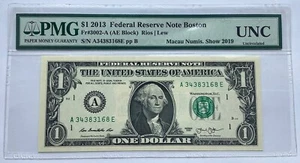 US 1 DOLLAR 2013 UNC - MACAU NUMIS SHOW 2019 PMG SAMPLE - Picture 1 of 2