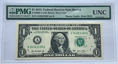 US 1 DOLLAR 2013 UNC - MACAU NUMIS SHOW 2019 PMG SAMPLE - Image 1 of 2