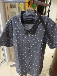 Zanerobe Uomo Manica Corta L Grigio con Pois 100% Cotone Bottone Frontale NUOVO con Etichette - Foto 1 di 8